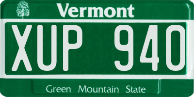 VT license plate XUP940