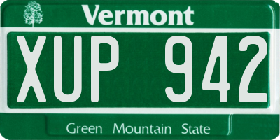 VT license plate XUP942