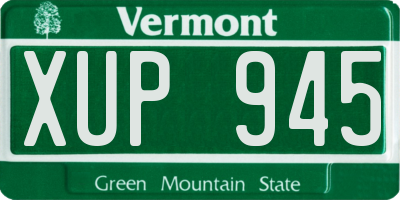 VT license plate XUP945