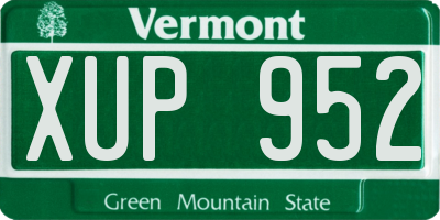 VT license plate XUP952