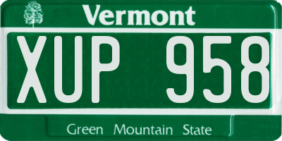 VT license plate XUP958