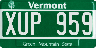 VT license plate XUP959