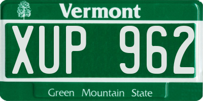 VT license plate XUP962
