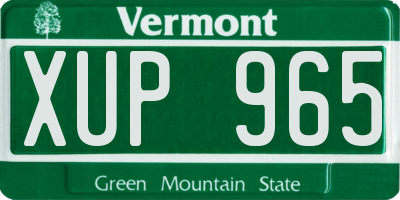 VT license plate XUP965