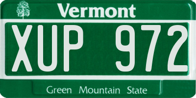VT license plate XUP972