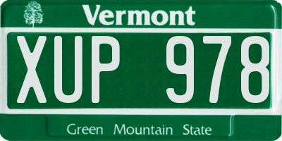 VT license plate XUP978