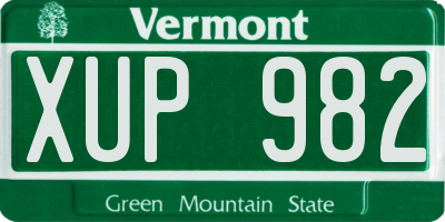 VT license plate XUP982