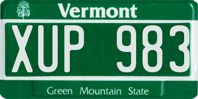 VT license plate XUP983