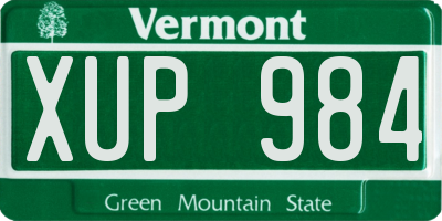 VT license plate XUP984