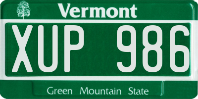 VT license plate XUP986