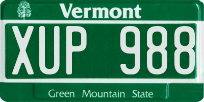 VT license plate XUP988
