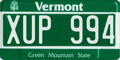 VT license plate XUP994