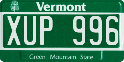 VT license plate XUP996