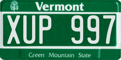 VT license plate XUP997