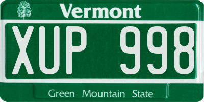 VT license plate XUP998