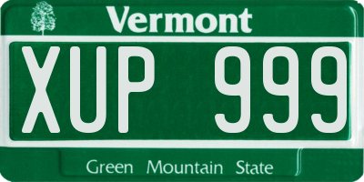 VT license plate XUP999