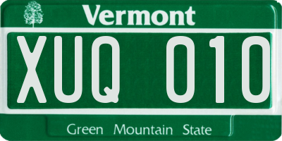 VT license plate XUQ010