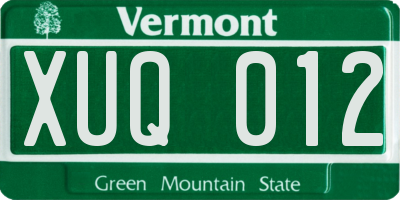VT license plate XUQ012