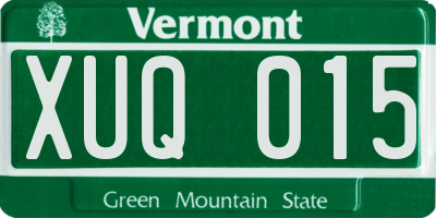 VT license plate XUQ015
