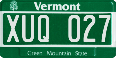 VT license plate XUQ027