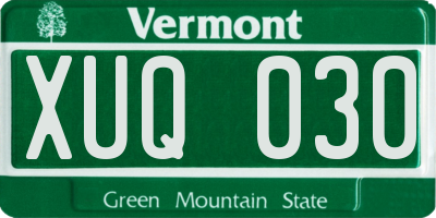VT license plate XUQ030