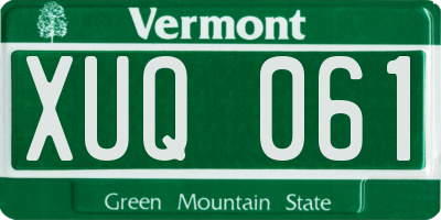 VT license plate XUQ061
