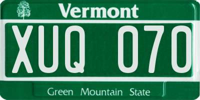 VT license plate XUQ070