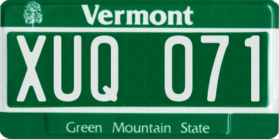 VT license plate XUQ071