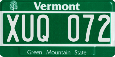 VT license plate XUQ072