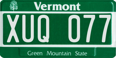 VT license plate XUQ077