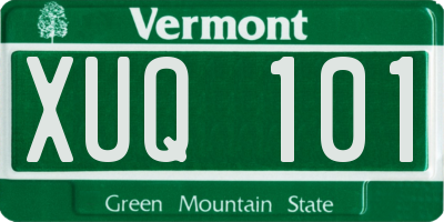 VT license plate XUQ101