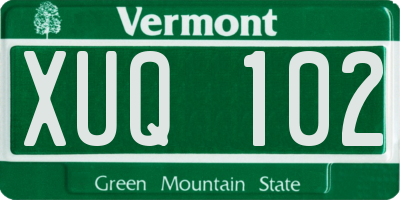 VT license plate XUQ102