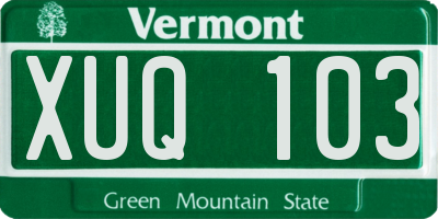 VT license plate XUQ103