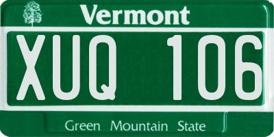 VT license plate XUQ106