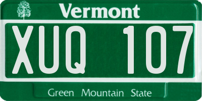 VT license plate XUQ107