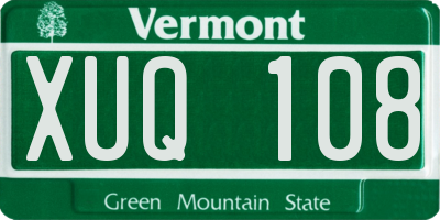 VT license plate XUQ108