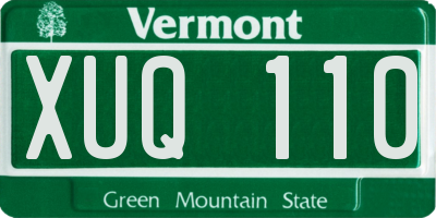 VT license plate XUQ110