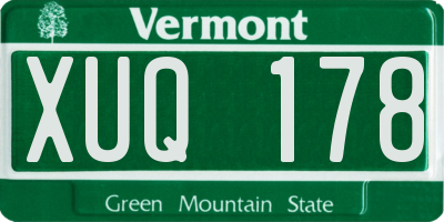 VT license plate XUQ178