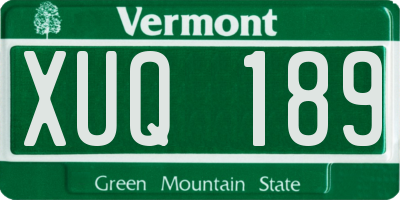 VT license plate XUQ189