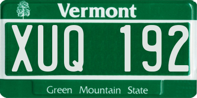 VT license plate XUQ192