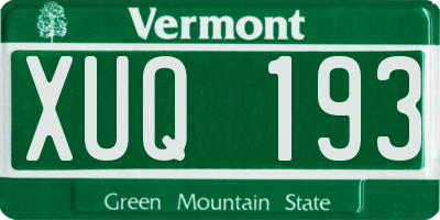 VT license plate XUQ193
