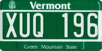 VT license plate XUQ196