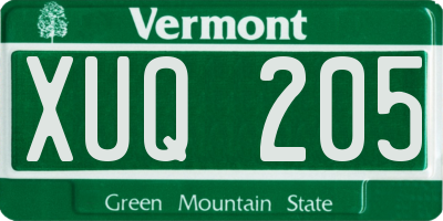 VT license plate XUQ205