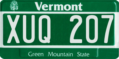 VT license plate XUQ207