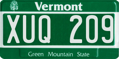 VT license plate XUQ209