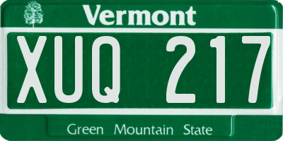VT license plate XUQ217