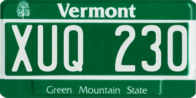 VT license plate XUQ230