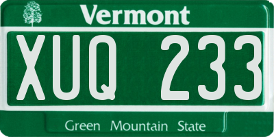 VT license plate XUQ233
