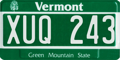 VT license plate XUQ243