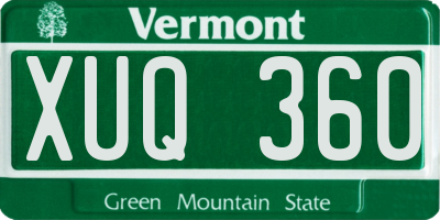 VT license plate XUQ360